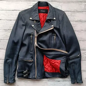 나노 유니버스 양가죽 라이더스 더블 가죽 자켓 빨간색 퀼팅