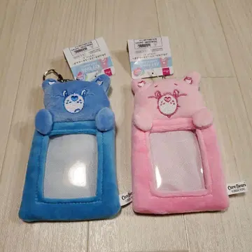 새상품 다이소 케어베어 푹신푹신 카드 케이스 키링 핑크 블루