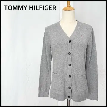 타미 힐피거 긴팔 가디건 상의 V넥 코튼 그레이 S