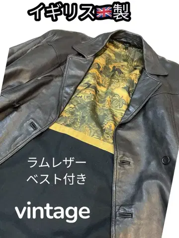 빈티지 램 가죽 코트 가죽 자켓 양가죽 양가죽 화려한 안감 M