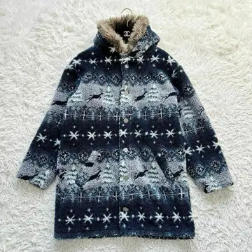 L.L.Bean 80s 빈티지 노르딕 무늬 파일 플리스 스코트