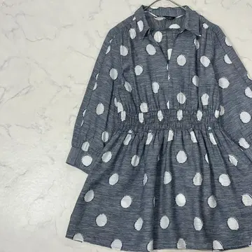 ZARA 빅 사이즈 절개 패턴 무늬 개더 턱 긴팔 튜닉 L