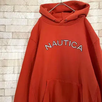 노티카 후드티 풀오버 자수 속기모 오렌지 XL