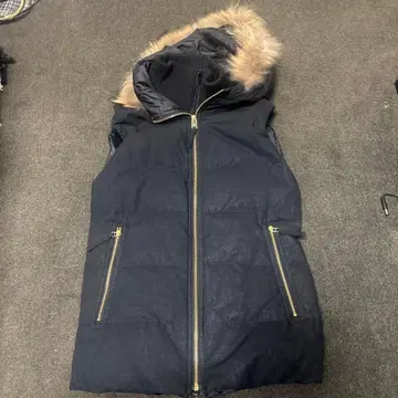 PLST 블랙 2way 퍼 후드 다운 베스트