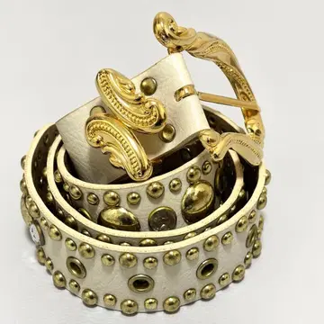 화려한 벨트 스터드 장식 화이트 골드 시크 스타일 갸루