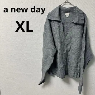 a new day 여성용 그레이 V넥 스웨터 [XL] 카라 부착