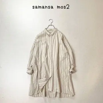 samansa mos2 쁘띠 칼라 루즈핏 스트라이프 원피스 튜닉