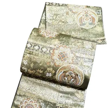 A 168 후쿠로 오비 육통화문 패턴 금채사 당조 기모노