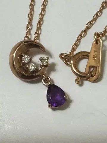 k10 다이아몬드 자수정 의 달 목걸이