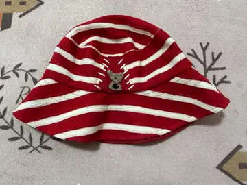 MUS 빨간색과 화이트 스트라이프 버킷 햇