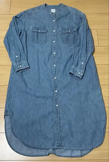 caqu 사큐우 FS 샴브레이 롱 셔츠 원피스