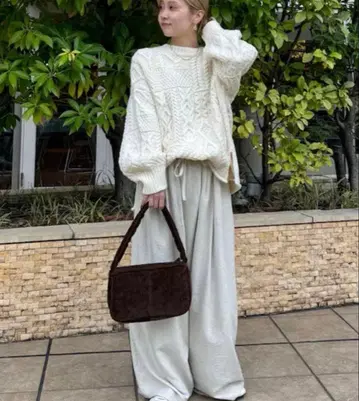 ungrid 피치 기모 라프 팬츠