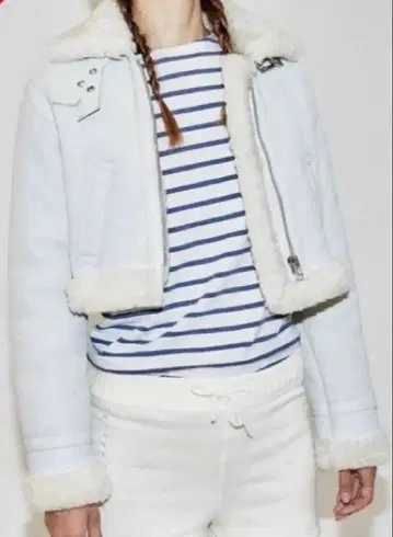 새상품급 에디트포르루 콜라보 가죽 무스탕 자켓 여성용 34