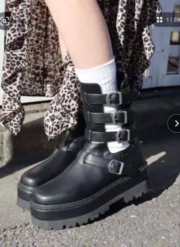 EVRIS 버클 모티브 숏부츠 M 사이즈 블랙