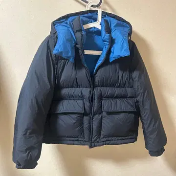 후드 부착 리버서블 다운 자켓 네이비 블루 S