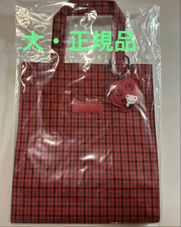 택 포함 미사용 새상품 파밀리아 토트백 대 빨간색 계열 파밀리아 체크