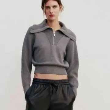 ZARA 자라 지퍼 니트 스웨터 그레이마르 5536/155