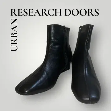 새상품급 URBAN RESEARCH DOORS 스퀘어 가죽 부츠 블랙