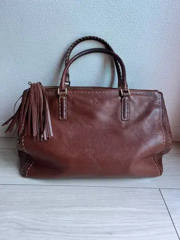 안야 힌드마치 천연 가죽 토트백 브라운