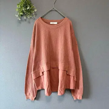 니코앤드 [L] 성인 핑크 커팅 루즈핏 와플 도킹 티셔츠