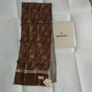 TRUSSARDI 브라운 실크 스카프 머플러