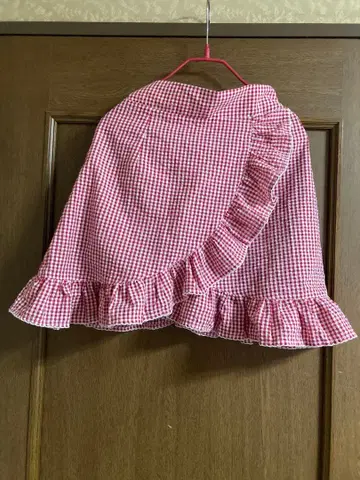 릴릴리 프릴 달린 빨흰 깅엄 체크 스커트