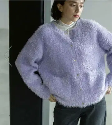 오파크 클립 샤기 가디건 금기