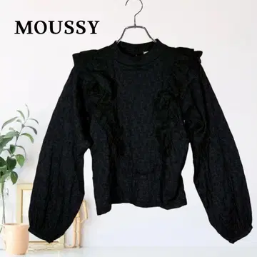 zB703 [ F ] MOUSSY 블라우스 긴팔 엠보싱 가공 퍼프 슬리브