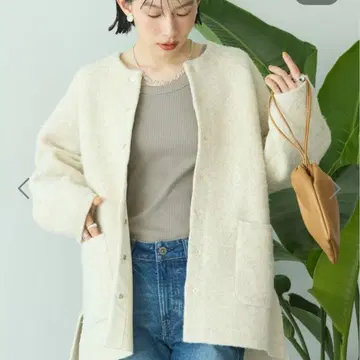 아메리칸 홀릭 W 페이스 래글런 니트 코디건