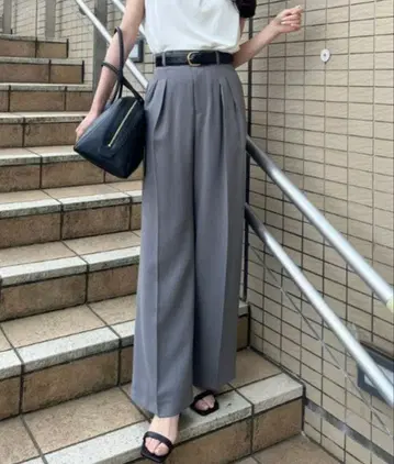 anuans/투 턱 와이드 팬츠/그레이