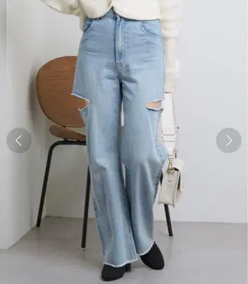 CHICO/사이드 슬릿 데님 팬츠