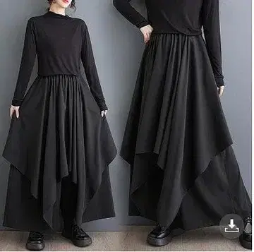 새상품 빅 사이즈 여성용 팬츠 봄 가을/겨울 스커트풍 와이드 팬츠 h