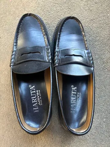 HARUTA 블랙 가죽 로퍼 26.5