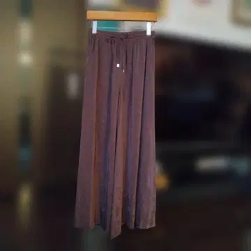 GRACE CONTINENTAL 브라운 와이드 팬츠 허리밴딩 36