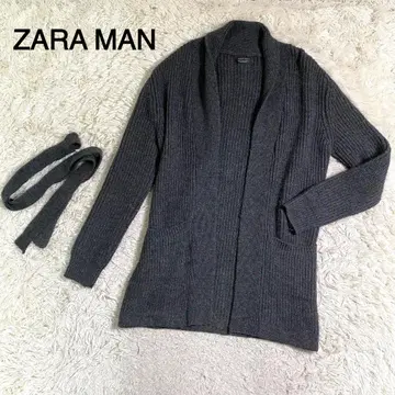 ZARA MAN 그레이 컬러 허리 끈 포함 니트 자켓