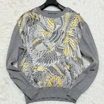 살바토레 페라가모 실크 절개 니트 스웨터 풀오버 골드 버튼