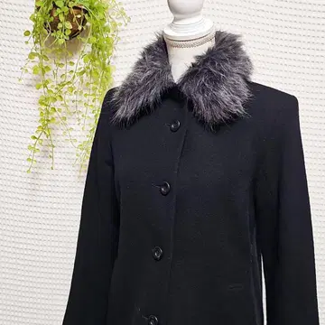 INDIVI (38/M) 인조 모피 롱 코트 블랙 일본제