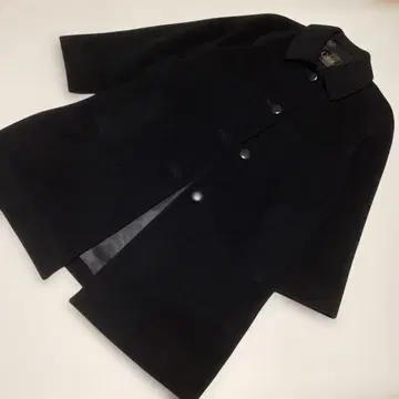 새상품급 CARAT 산요 코트 고급 7AR 위사 캐시미어 울 블랙 블랙