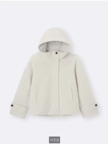 이번 시즌 코지 멜톤 숏 후디 코트 후드 숏코트 화이트 L