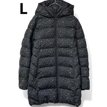 완판 새상품급 유니클로 스트레치 다운 레오파드 무늬 코트 L