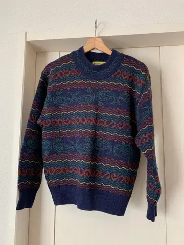 TOP&FOLLOW 빈티지 남성용 긴팔 니트 스웨터 올 패턴