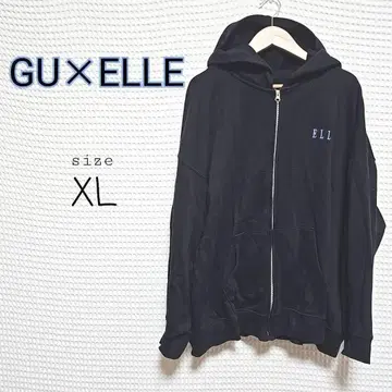 GU x ELLE 콜라보 원포인트 로고 자수 후드 부착 후드티 XL