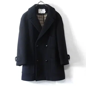 아쿠아 스큐텀 / 울 코트 더블 버튼 영국제 체크 안감