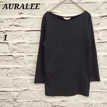 오라리 1 보트넥 긴팔 T셔츠 코튼 일본제 네이비