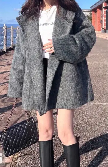 미들 기장 샤기 더블 코트 ze956