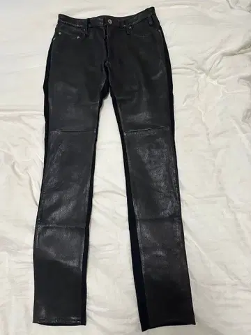 5351 고트스킨 가죽 콤비 스트레치 데님 팬츠 블랙