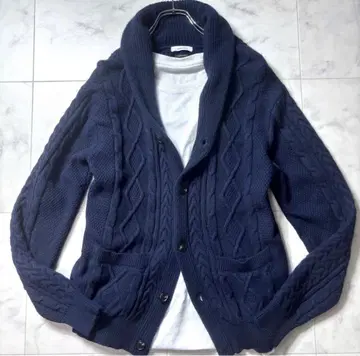 SHIPS any 캐시미어 혼방 숄카라 L 케이블 니트 가디건