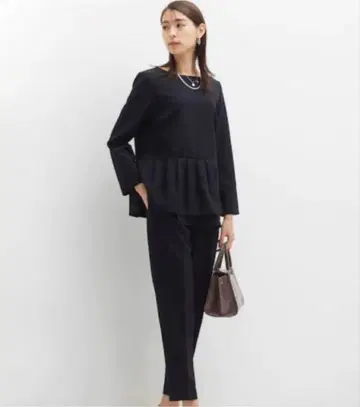 PLST 셋업 티어드 블라우스 팬츠 네이비 졸업식 입학식