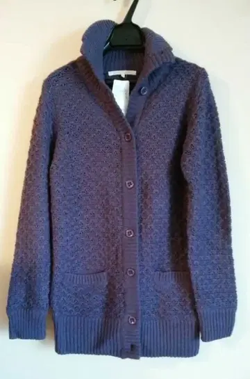 아란 니트 가디건 포켓 부착