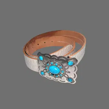 JUN MEN Turquoise buckle leather belt